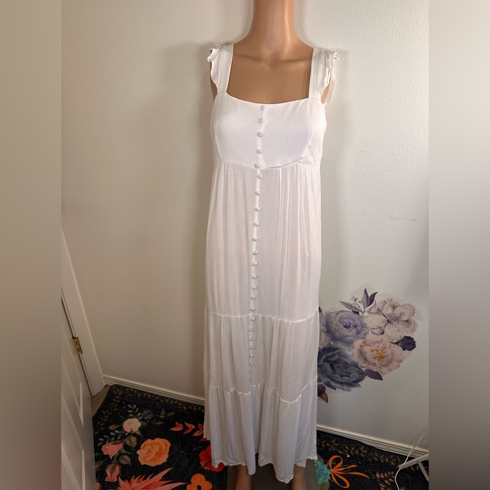 New BB Dakota by steve madden Ready or Yacht dress in white flowy summer maxi - Picture 3 of 7